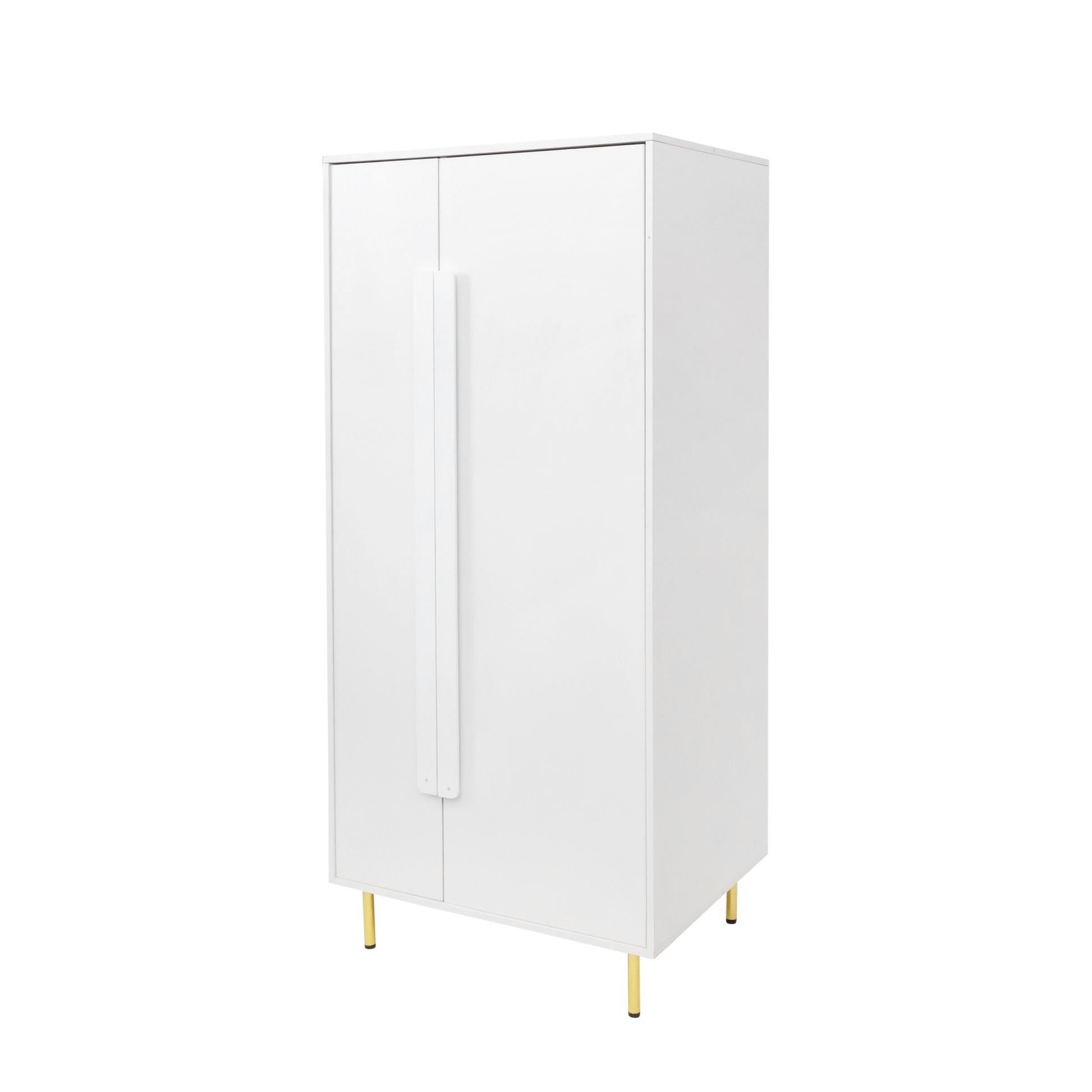 Armoire With 2 Doors With Handle For Bedroom, White White Mdf