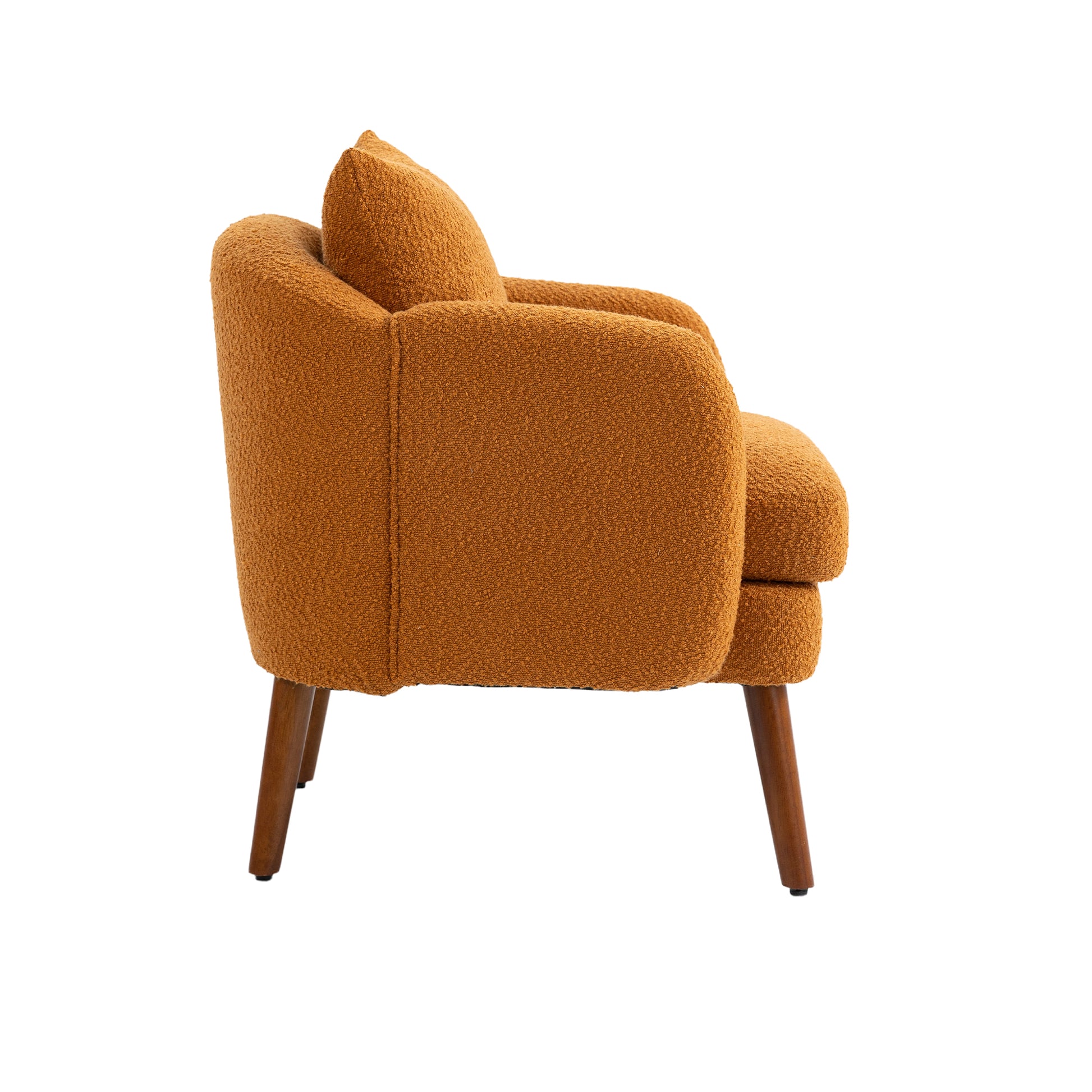 Coolmore Wood Frame Armchair, Modern Accent Chair Lounge Chair For Living Room Orange Boucle