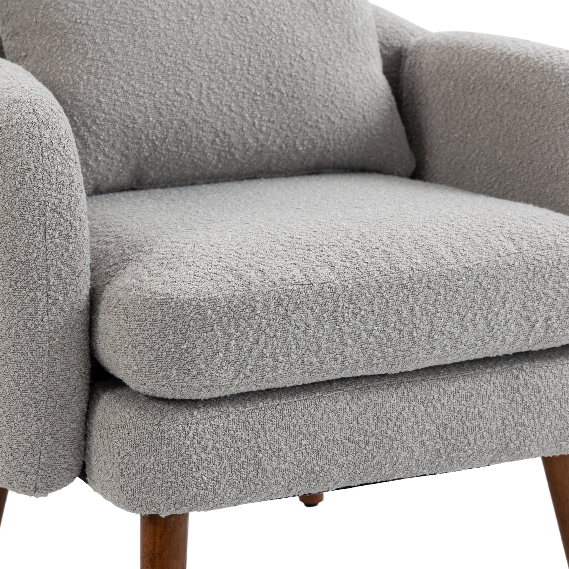 Coolmore Wood Frame Armchair, Modern Accent Chair Lounge Chair For Living Room Gray Boucle