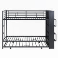 Metal Bunk Bed With Big Bookshelf, Twin, Black Black Metal