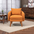 Coolmore Wood Frame Armchair, Modern Accent Chair Lounge Chair For Living Room Orange Boucle