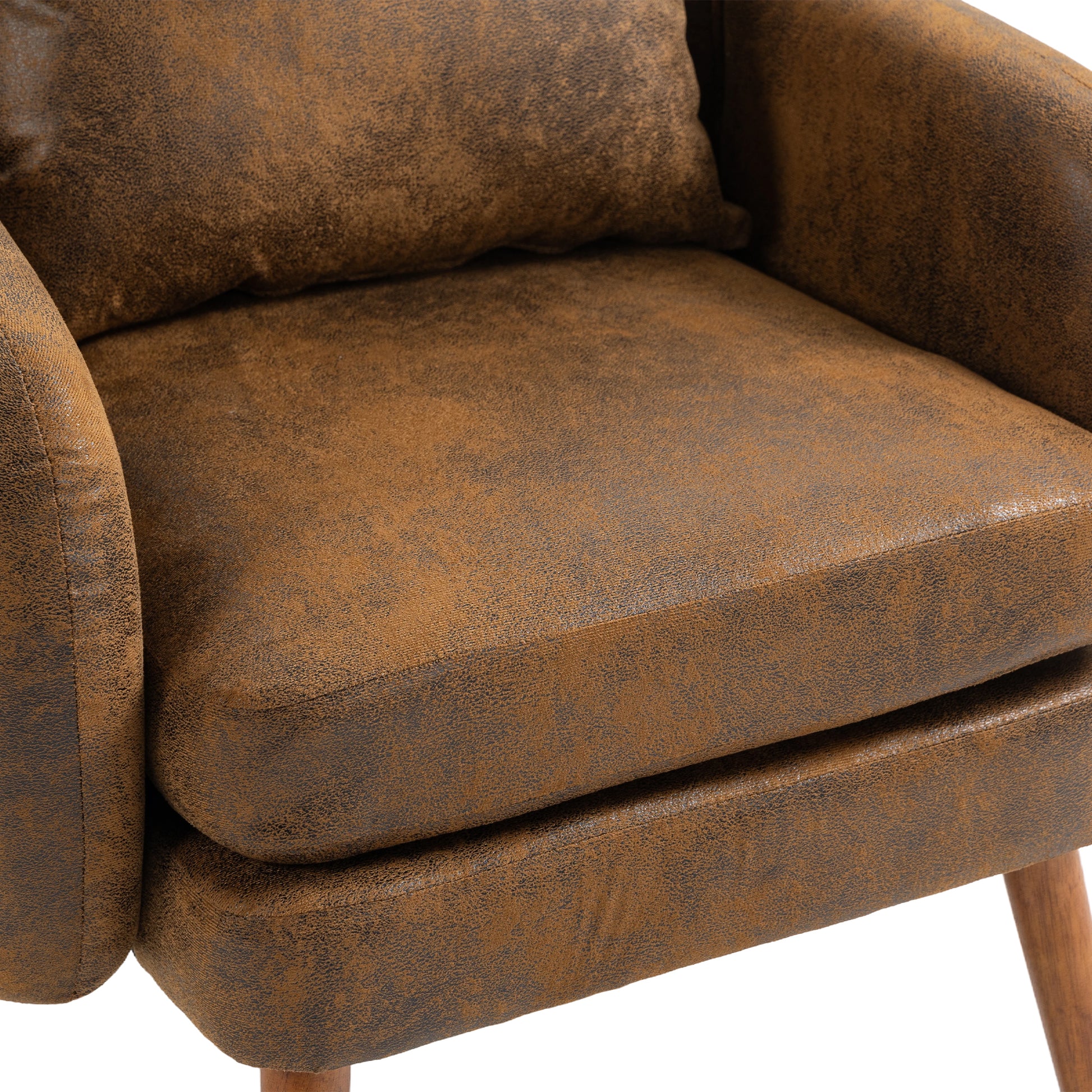 Coolmore Wood Frame Armchair, Modern Accent Chair Lounge Chair For Living Room Coffee Microsuede