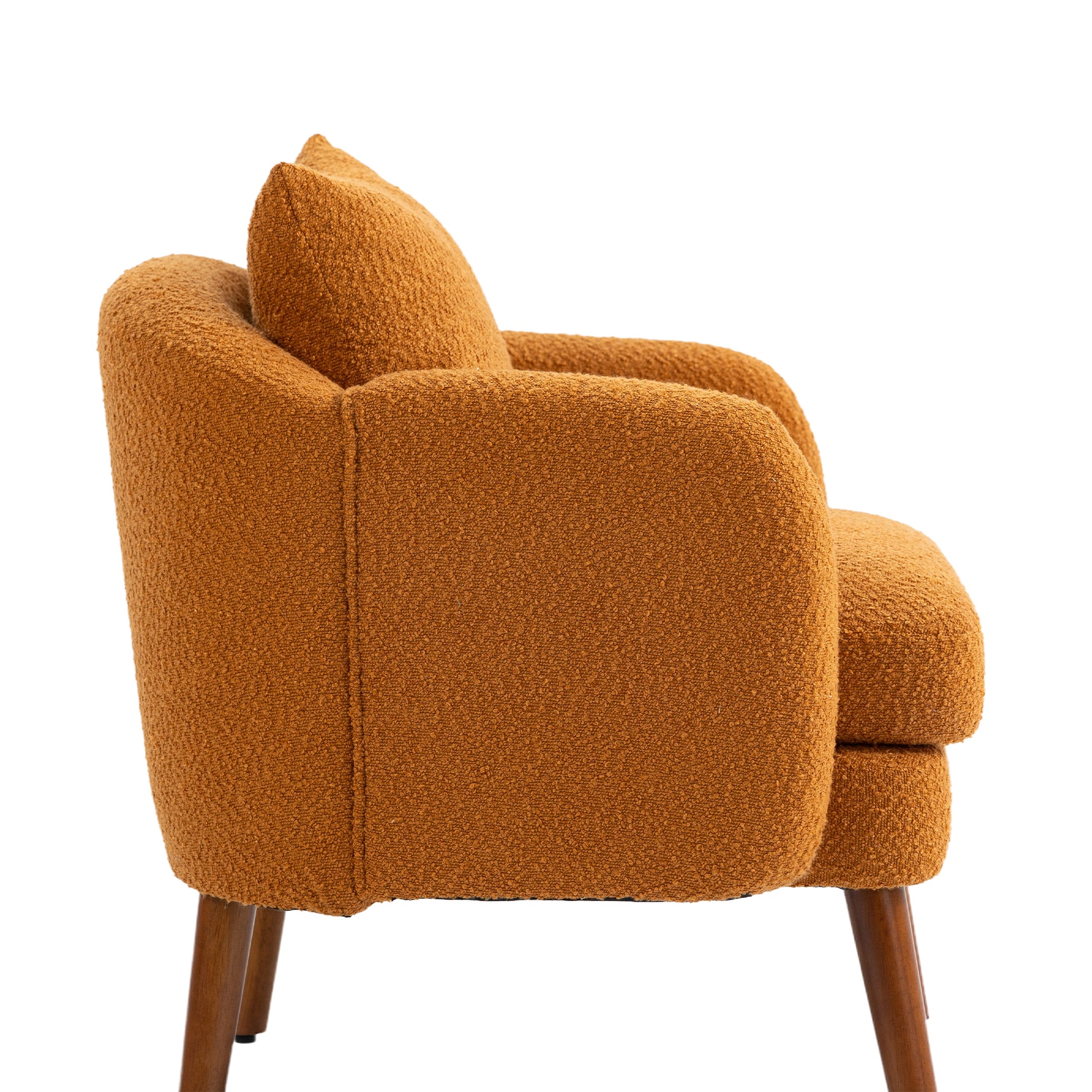 Coolmore Wood Frame Armchair, Modern Accent Chair Lounge Chair For Living Room Orange Boucle