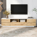 Modern Tv Stand For Tvs Up To 80''Media Console With Multi Functional Storage, Entertainment Center With Door Rebound Device, Tv Cabinet For Living Room,Bedroom White Natural Primary Living Space 70