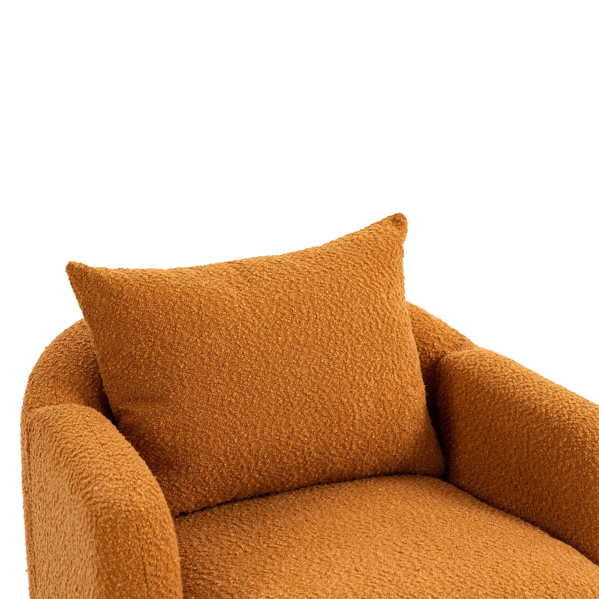 Coolmore Wood Frame Armchair, Modern Accent Chair Lounge Chair For Living Room Orange Boucle