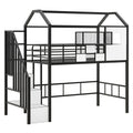 Metal Loft Bed With Roof Design And A Storage Box, Twin, Black Twin Black Metal