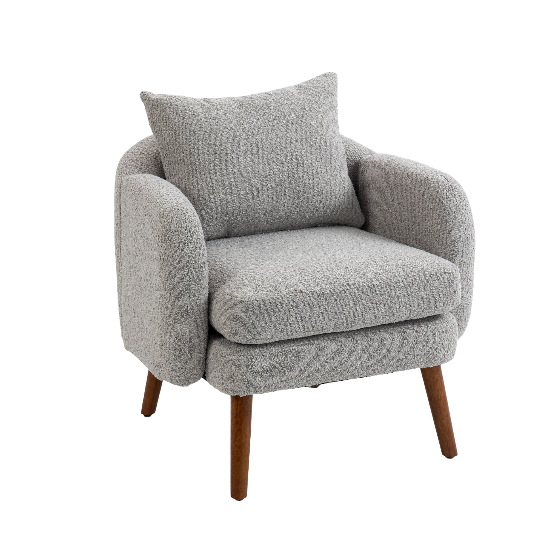 Coolmore Wood Frame Armchair, Modern Accent Chair Lounge Chair For Living Room Gray Boucle