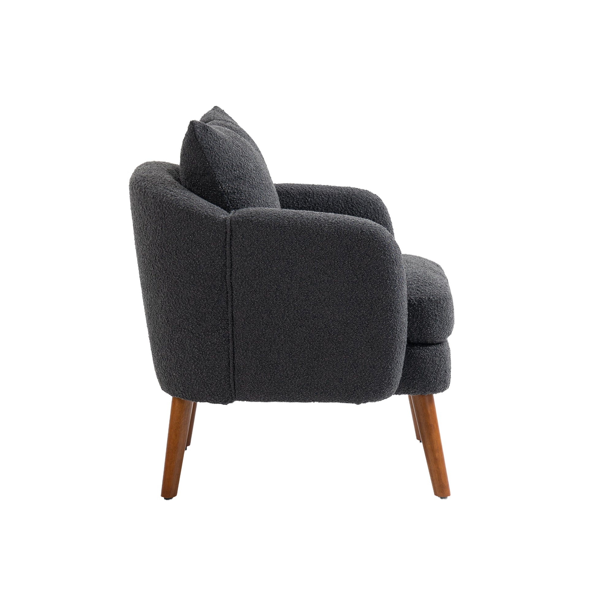 COOLMORE Wood Frame Armchair, Modern Accent Chair carbon black-boucle