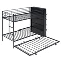 Metal Bunk Bed With Big Bookshelf, Twin, Black Black Metal