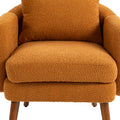 Coolmore Wood Frame Armchair, Modern Accent Chair Lounge Chair For Living Room Orange Boucle