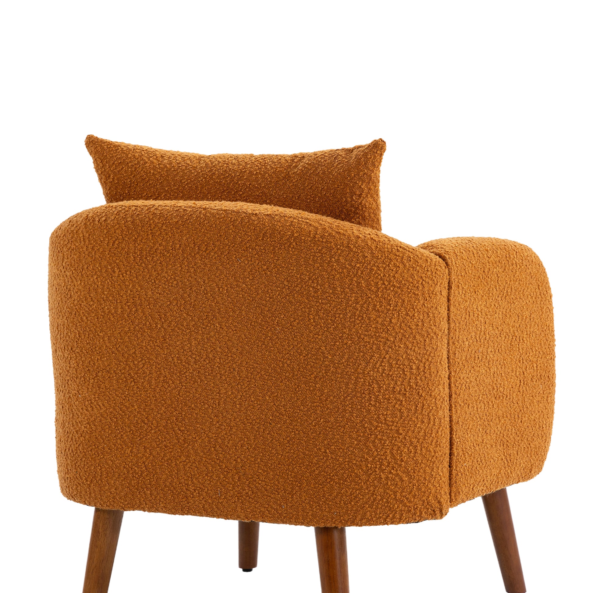 Coolmore Wood Frame Armchair, Modern Accent Chair Lounge Chair For Living Room Orange Boucle