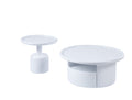 2 Pieces White Mdf Round Coffee Table Set For Living Room, Bedroom White Mdf