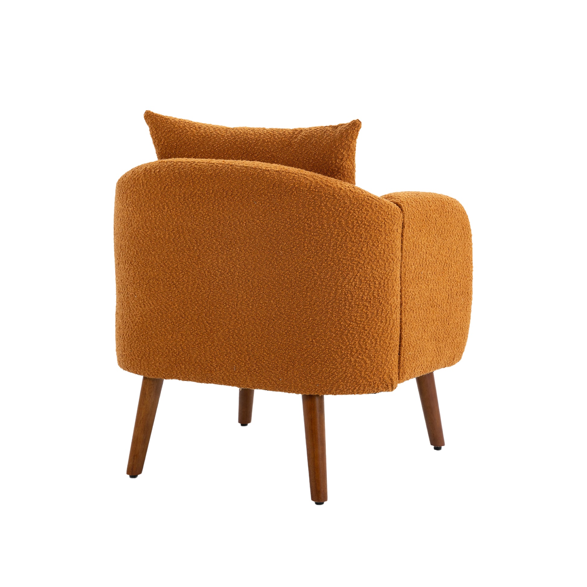 Coolmore Wood Frame Armchair, Modern Accent Chair Lounge Chair For Living Room Orange Boucle