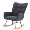 Teddy Upholstered Nursery Rocking Chair For Living Room Bedroom Dark Grey Teddy Dark Grey Foam Metal