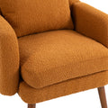 Coolmore Wood Frame Armchair, Modern Accent Chair Lounge Chair For Living Room Orange Boucle