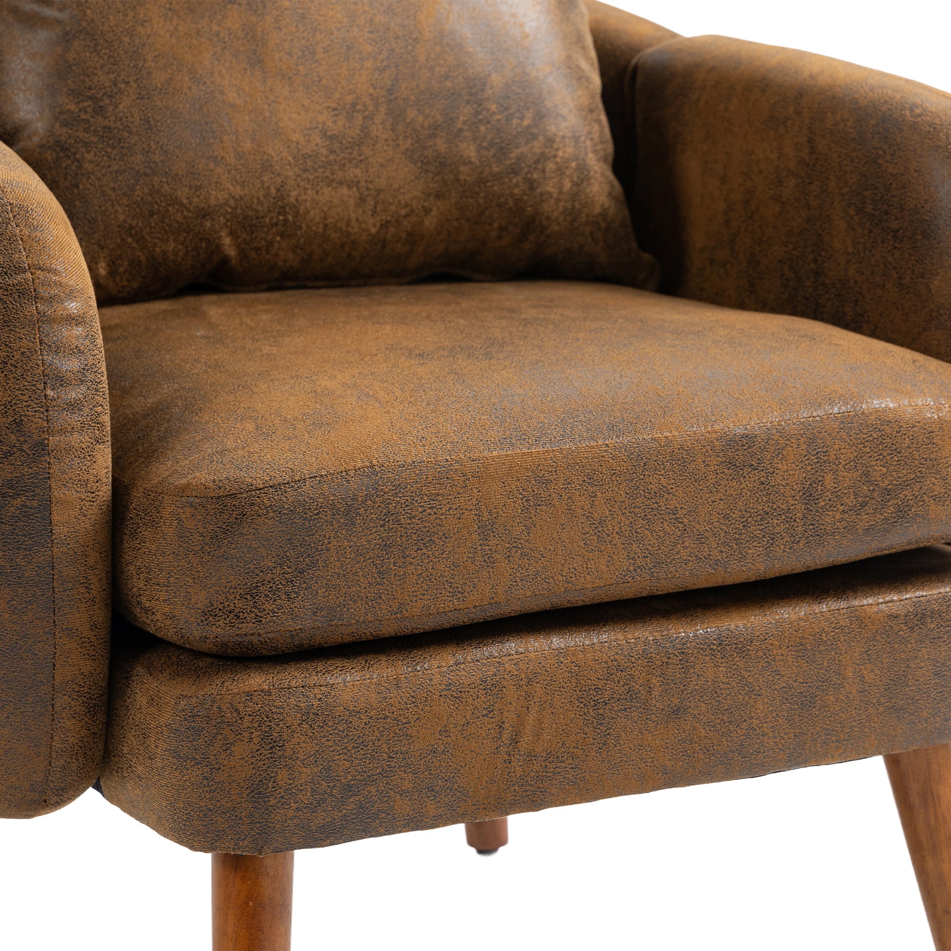 Coolmore Wood Frame Armchair, Modern Accent Chair Lounge Chair For Living Room Coffee Microsuede