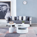 2 Pieces White Mdf Round Coffee Table Set For Living Room, Bedroom White Mdf