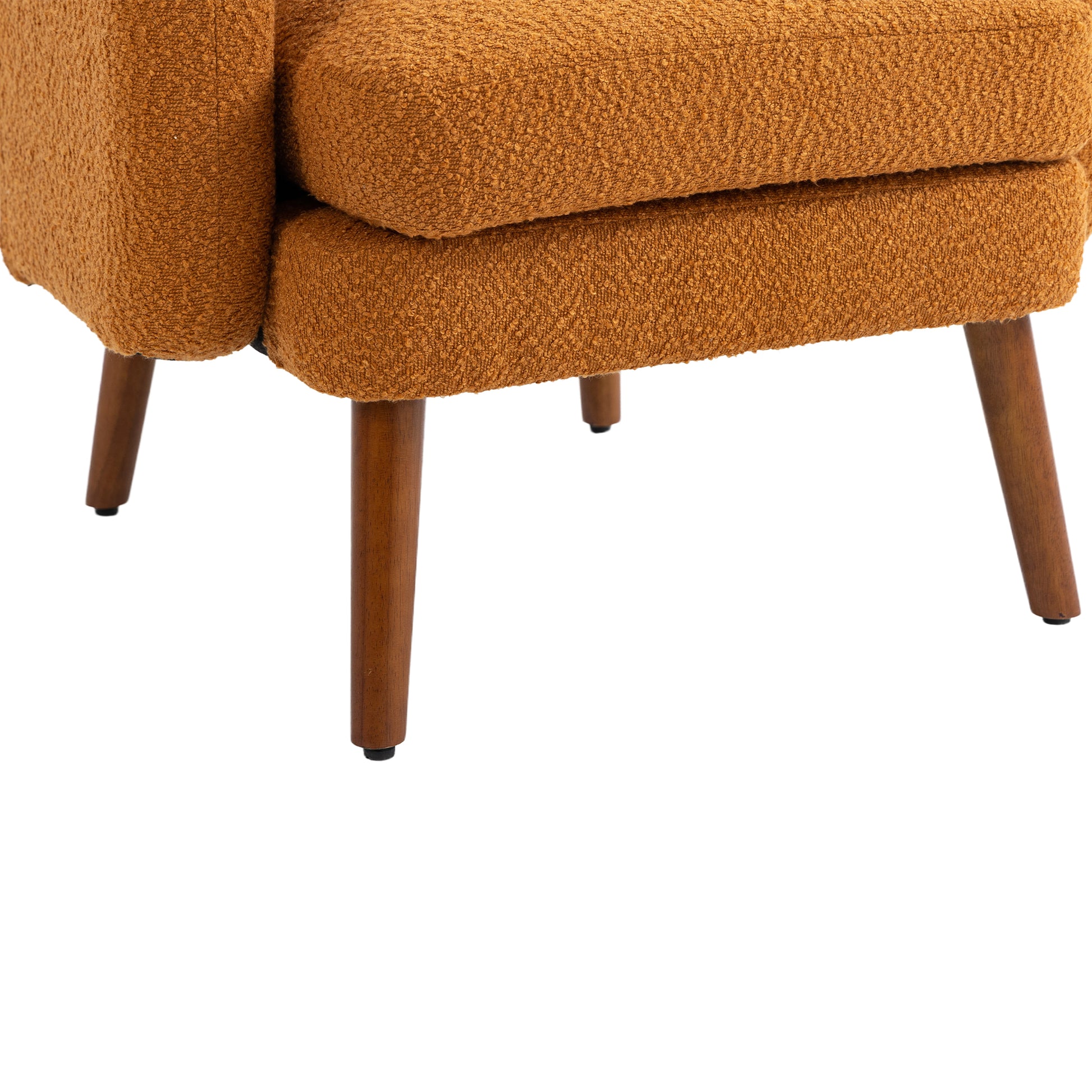 Coolmore Wood Frame Armchair, Modern Accent Chair Lounge Chair For Living Room Orange Boucle