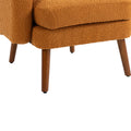 Coolmore Wood Frame Armchair, Modern Accent Chair Lounge Chair For Living Room Orange Boucle