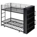 Metal Bunk Bed With Big Bookshelf, Twin, Black Black Metal