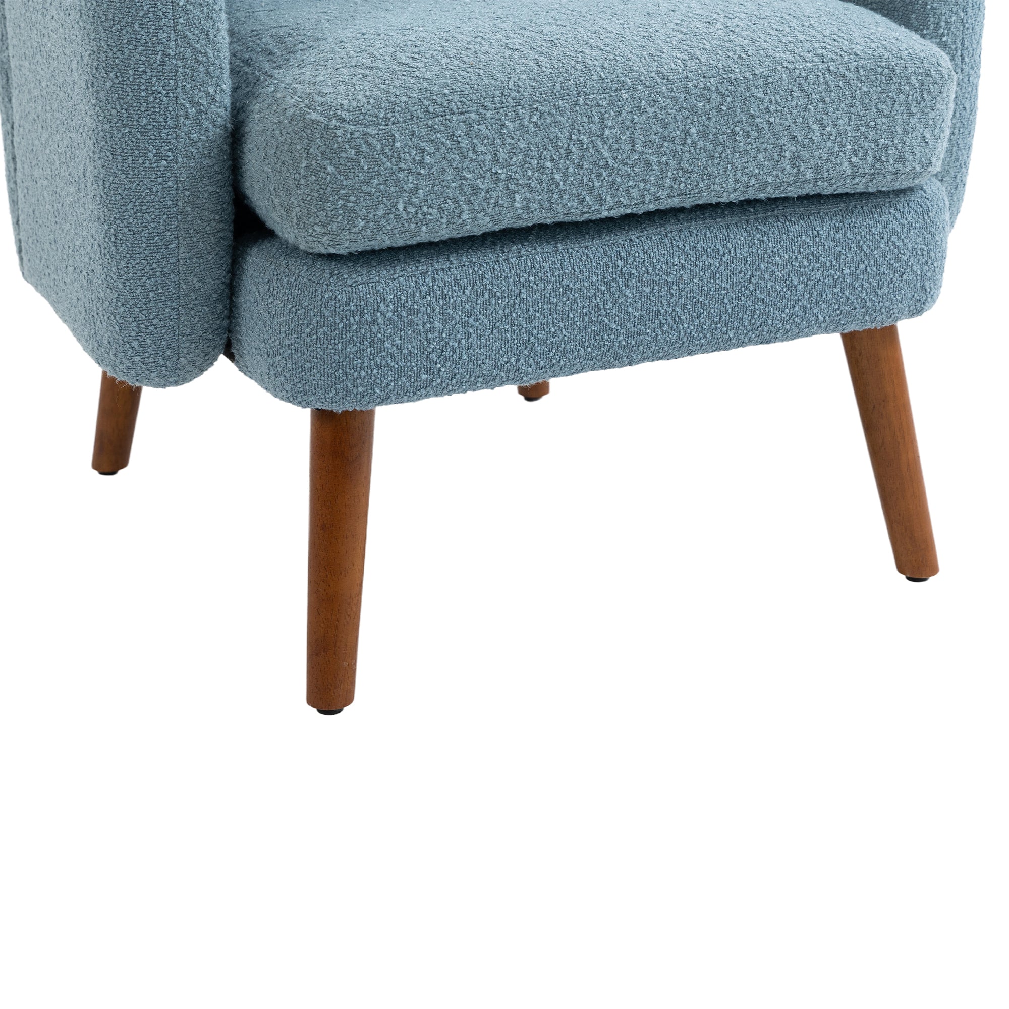 COOLMORE Wood Frame Armchair, Modern Accent Chair light blue-boucle