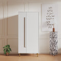 Armoire With 2 Doors With Handle For Bedroom, White White Mdf