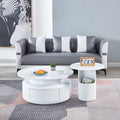 2 Pieces White Mdf Round Coffee Table Set For Living Room, Bedroom White Mdf