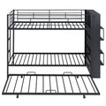 Metal Bunk Bed With Big Bookshelf, Twin, Black Black Metal
