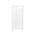 Armoire With 2 Doors With Handle For Bedroom, White White Mdf