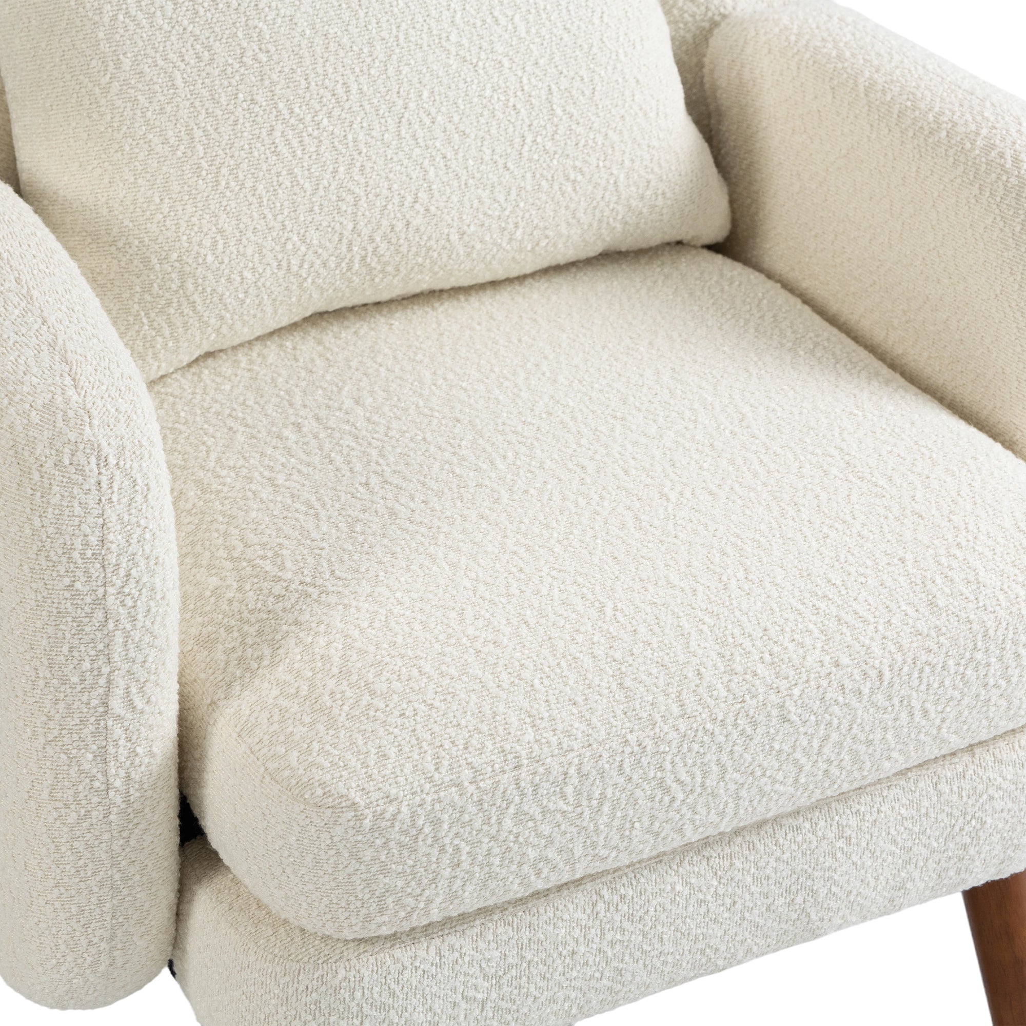 COOLMORE Wood Frame Armchair, Modern Accent Chair beige-boucle