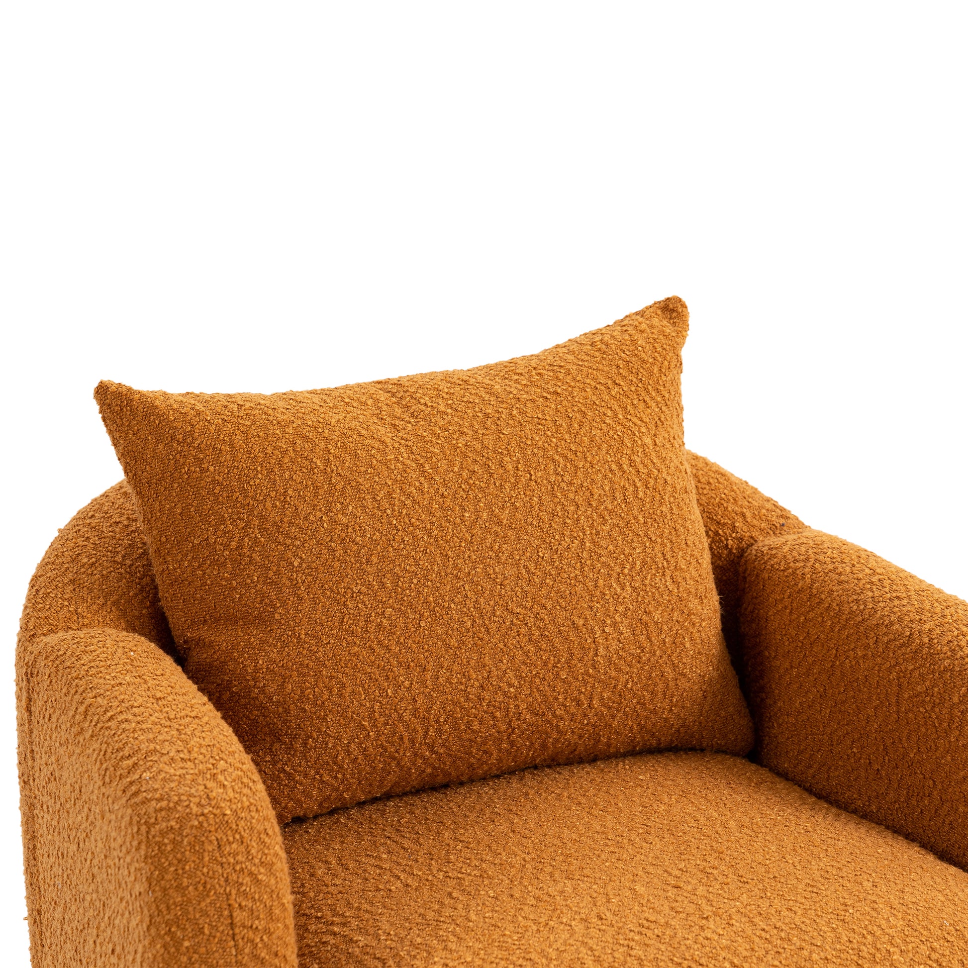 Coolmore Wood Frame Armchair, Modern Accent Chair Lounge Chair For Living Room Orange Boucle