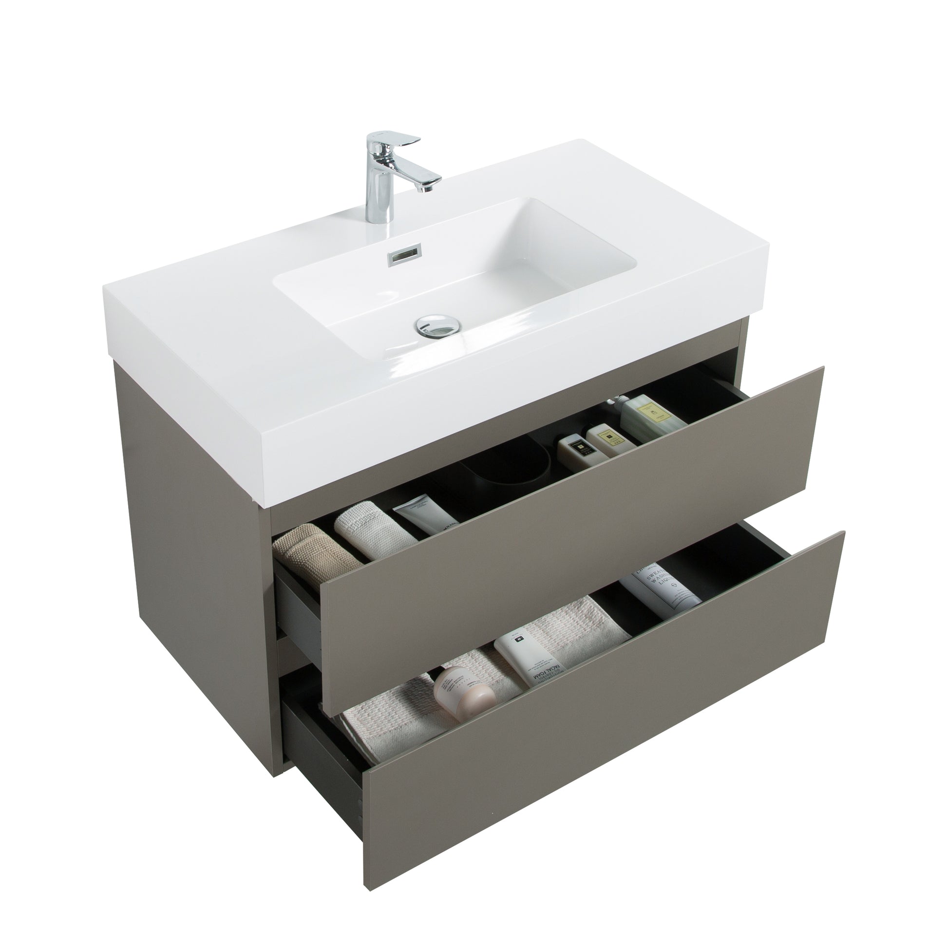 U Wall For Bathroom Vanity Drawer Fitting Around The Plumbing Dark Grey Abs