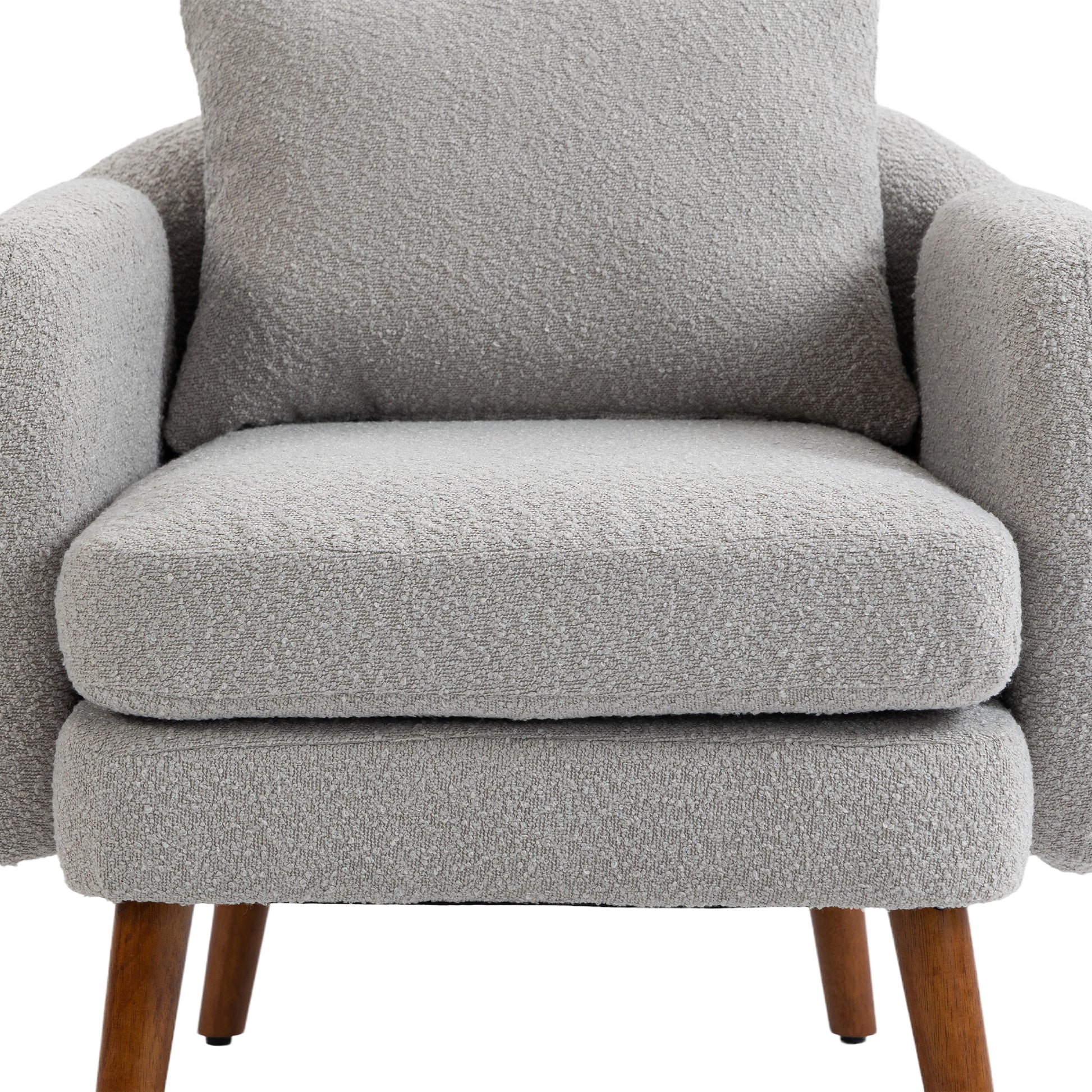 Coolmore Wood Frame Armchair, Modern Accent Chair Lounge Chair For Living Room Gray Boucle