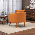 Coolmore Wood Frame Armchair, Modern Accent Chair Lounge Chair For Living Room Orange Boucle