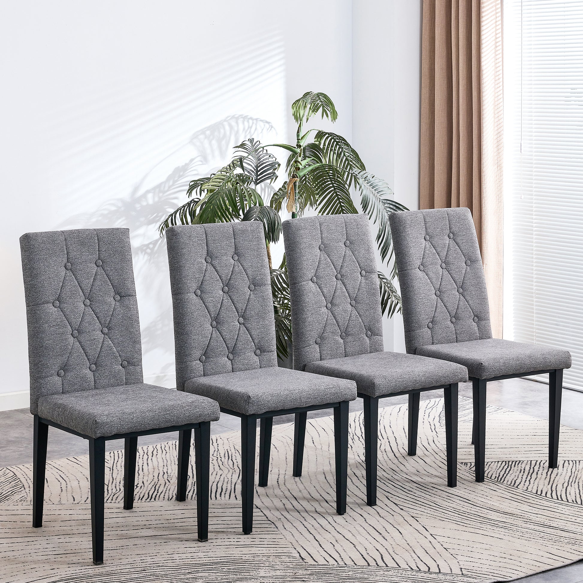 63" Modern Style 6 piece Dining Table with 4 Chairs & metal-gray-modern-rectangular-mdf-mdf