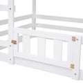 Twin Over Twin House Bunk Bed With Fence And Door, White Box Spring Not Required Twin White Wood Bedroom Bunk Solid Wood Mdf