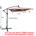 Rectangle 2X3M Outdoor Patio Umbrella Solar Powered Led Lighted Sun Shade Market Waterproof 6 Ribs Umbrella With Crank And Cross Base For Garden Deck Backyard Pool Shade Outside Deck Swimming Pool