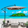 Rectangle 2X3M Outdoor Patio Umbrella Solar Powered Led Lighted Sun Shade Market Waterproof 6 Ribs Umbrella With Crank And Cross Base For Garden Deck Backyard Pool Shade Outside Deck Swimming Pool