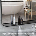 Oversized Bathroom Mirror With Removable Tray Wall Mount Mirror,Vertical Horizontal Hanging Aluminum Framed Wall Mirror Full Length Mirror,Full Body Mirror For Bedroom Living Room,Black,72X32 Inches Black Aluminium