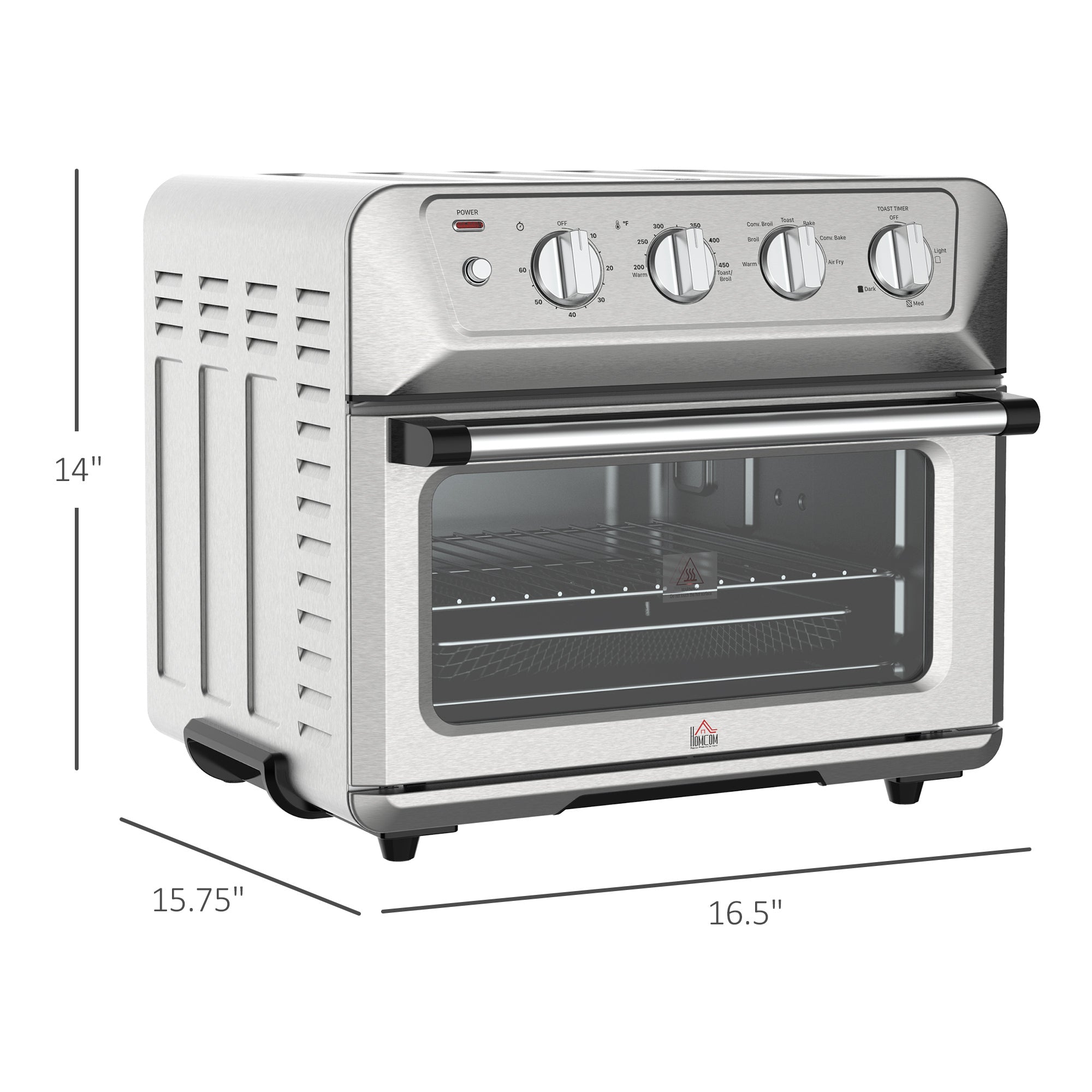 Air Fryer Toaster Oven, 21QT 7 In 1 Convection Oven silver-stainless steel