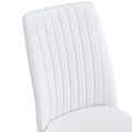 Modern Dining Chairs Set Of 6, Side Dining Room Kitchen Chairs, Faux Leather Upholstered Seat And Metal Legs Side Chairs, White White Mdf Metal