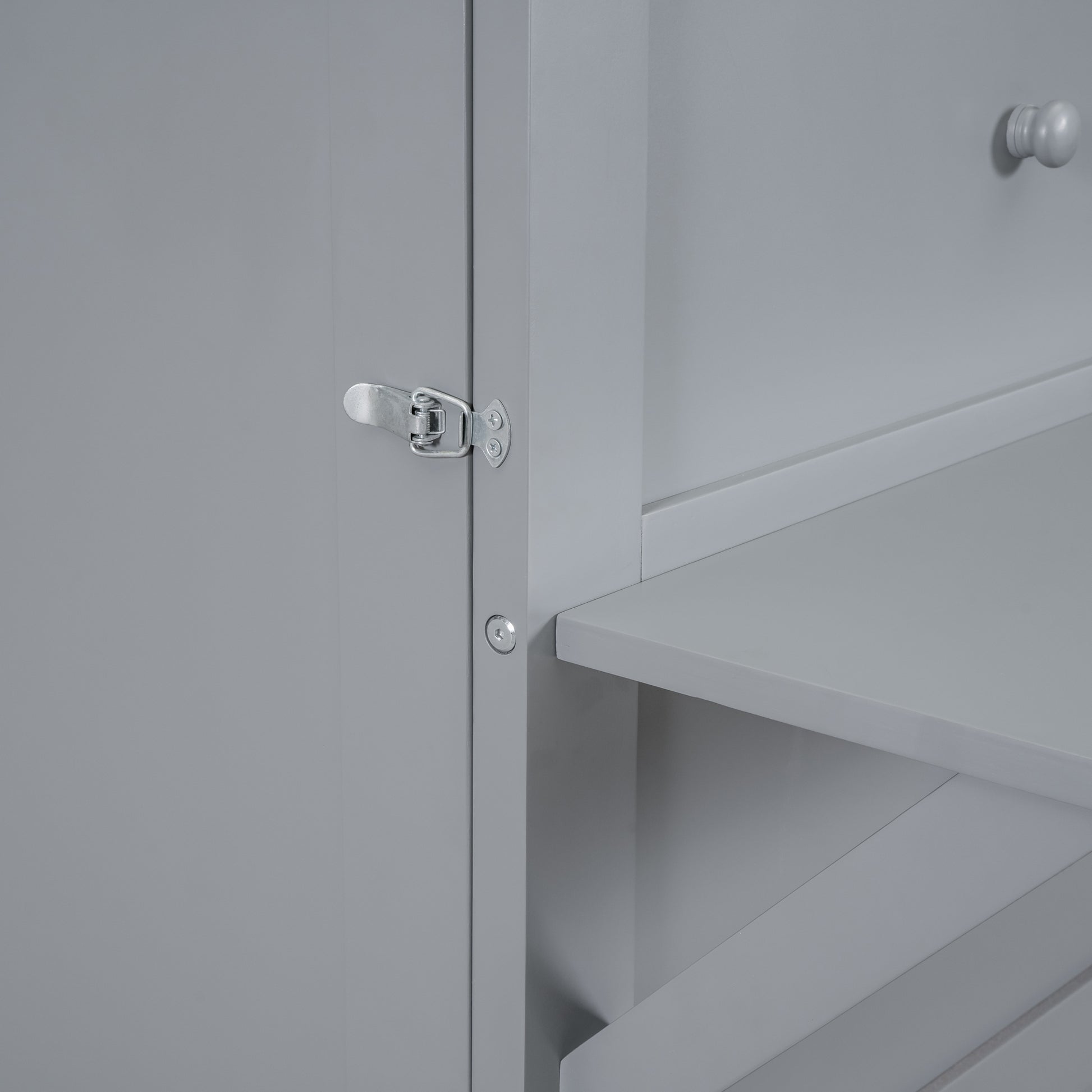 Full Size Murphy Bed With Usb Port And Removable Shelves On Each Side,Gray Gray Solid Wood Mdf
