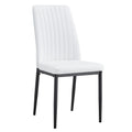 Modern Dining Chairs Set Of 6, Side Dining Room Kitchen Chairs, Faux Leather Upholstered Seat And Metal Legs Side Chairs, White White Mdf Metal