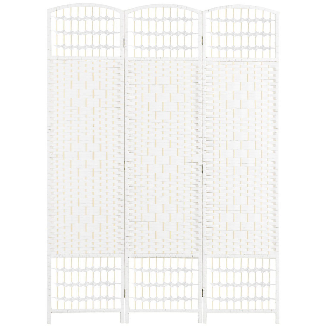 3 Panel Room Divider, Folding Privacy Screen, 5.6' Room Separator, Wave Fiber Freestanding Partition Wall Divider For Rooms, Home, Office, White White Paper