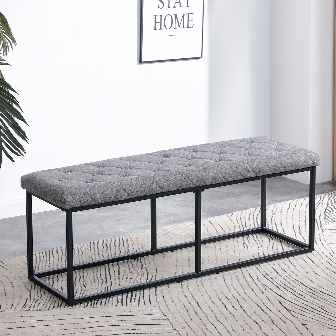 Tufted Extra Long Entryway Bench, 51" Bedroom