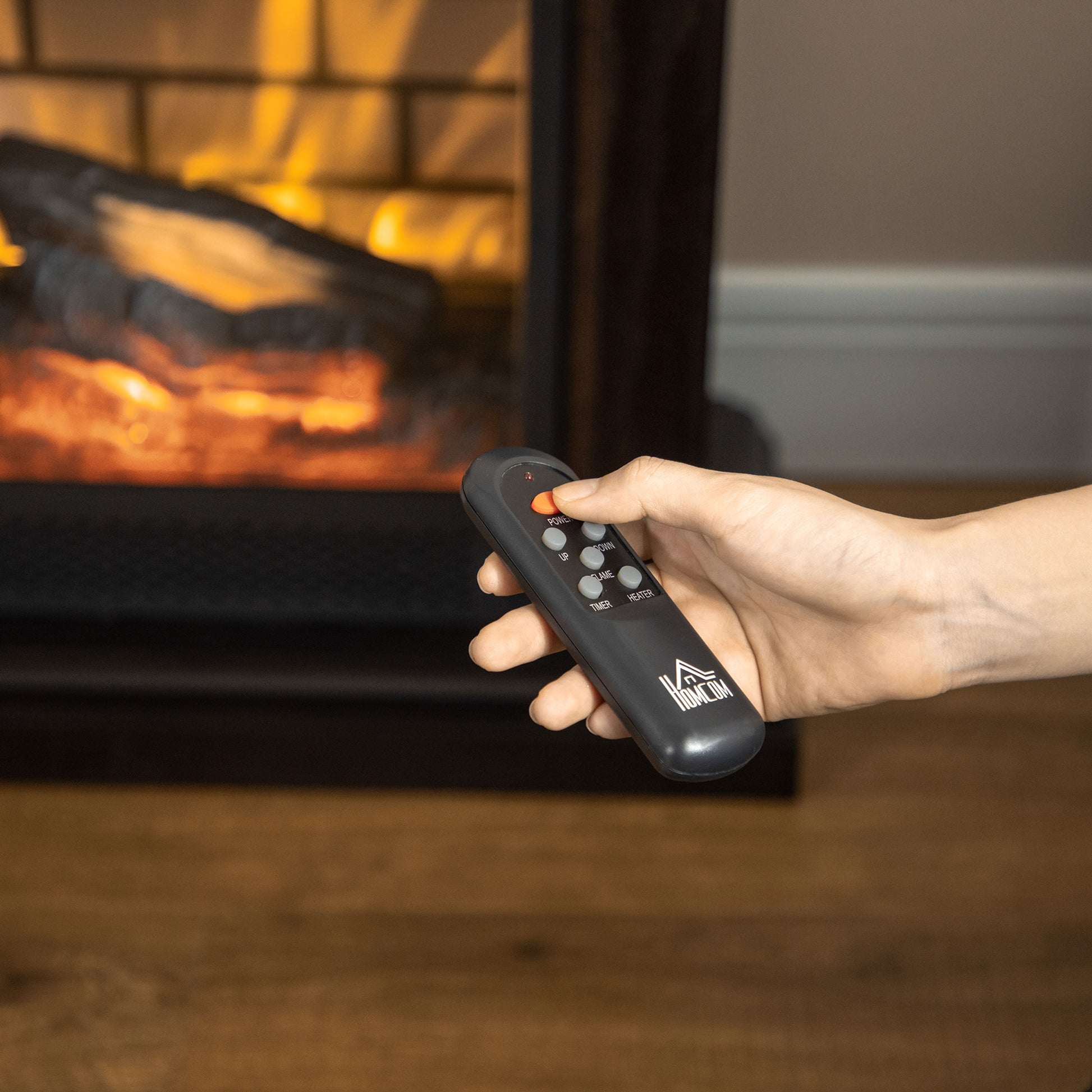 31" Electric Fireplace With Dimmable Flame Effect And Mantel, Freestanding Space Heater With Log Hearth And Remote Control, 1400W, Brown Brown Metal