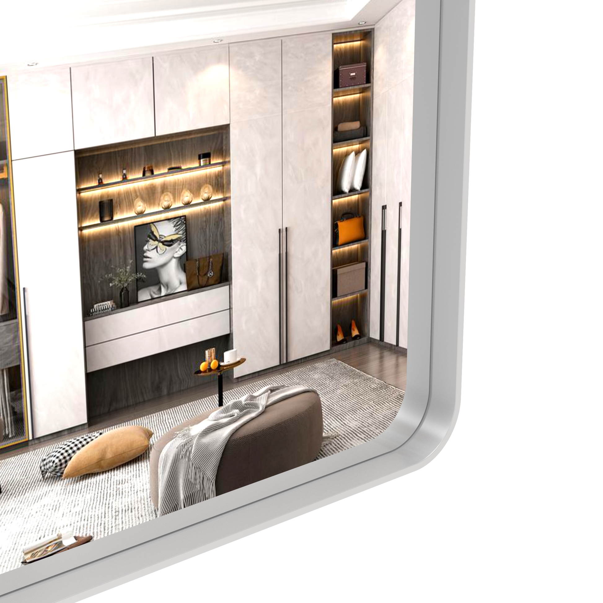 Oversized Bathroom Mirror With Mobile Tray Wall Mount Mirror,Vertical Horizontal Hanging Aluminum Framed Wall Mirror Full Length Mirror,Full Body Mirror For Bedroom Living Room,Silver,72 X 36 Inches Silver Aluminium