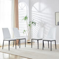 Modern Dining Chairs Set Of 6, Side Dining Room Kitchen Chairs, Faux Leather Upholstered Seat And Metal Legs Side Chairs, White White Mdf Metal