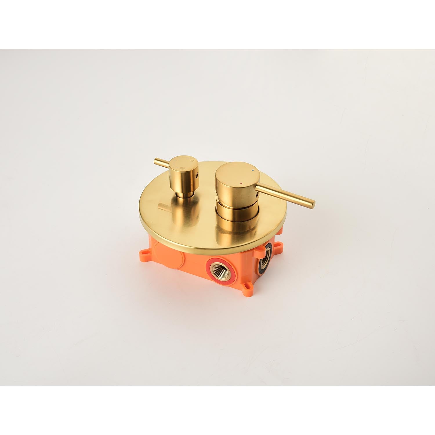 Shower System With Shower Head, Hand Shower, Slide Bar, Bodysprays, Shower Arm, Hose, Valve Trim, And Lever Handles Brushed Gold Wall Mounted Bathroom Brass