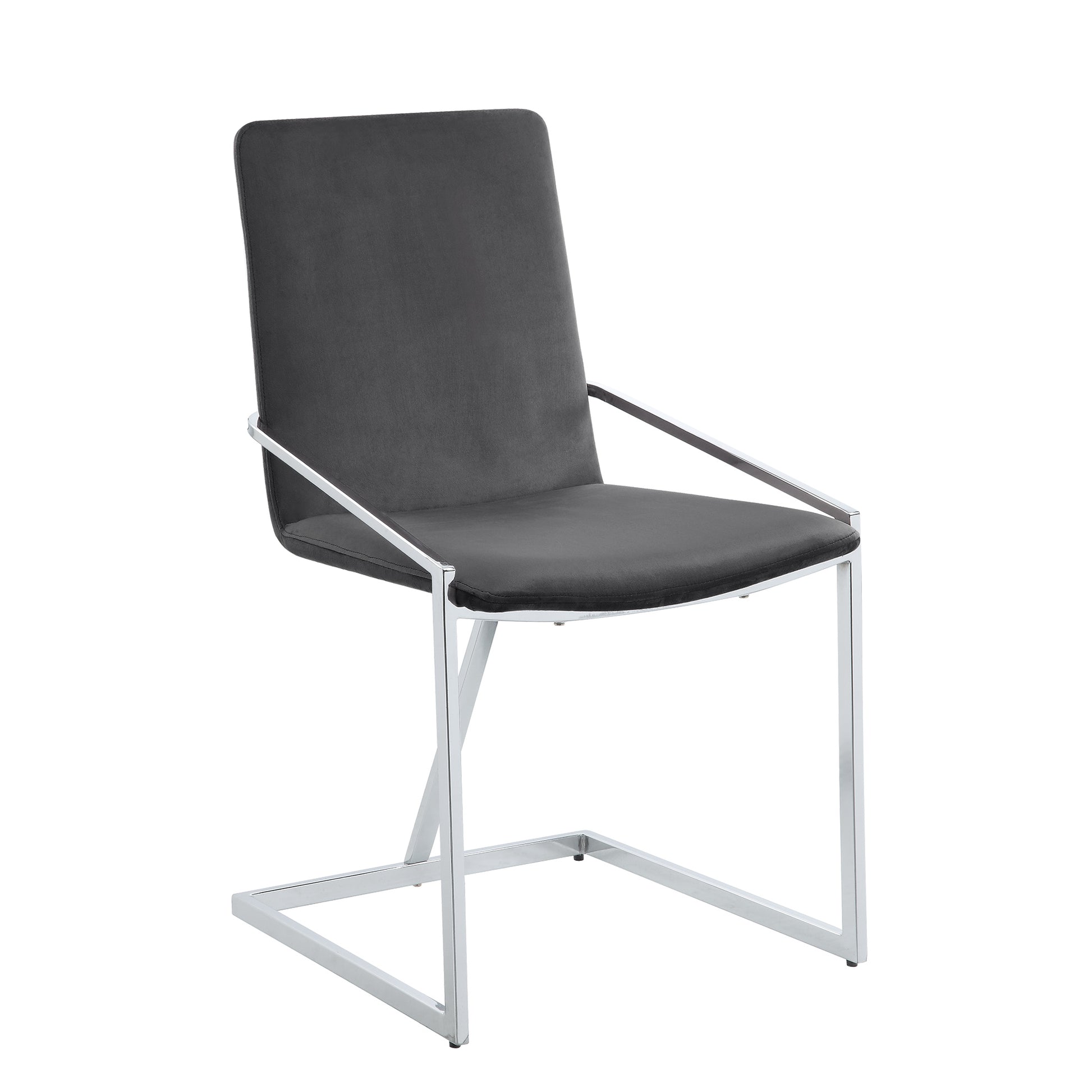 Zlatan Side Chair Set 2 , Gray Velvet & Chrome Finish Dn02235 Gray Velvet